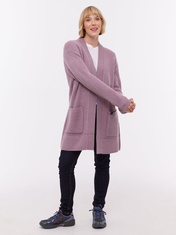 Asteria Purple PU054 Knit Cardigans Long Line True Knit Shot 2