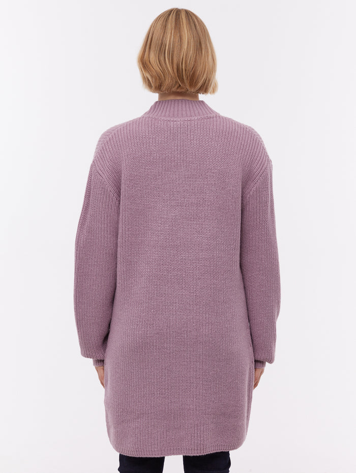 Asteria Purple PU054 Knit Cardigans Long Line True Knit Shot 3