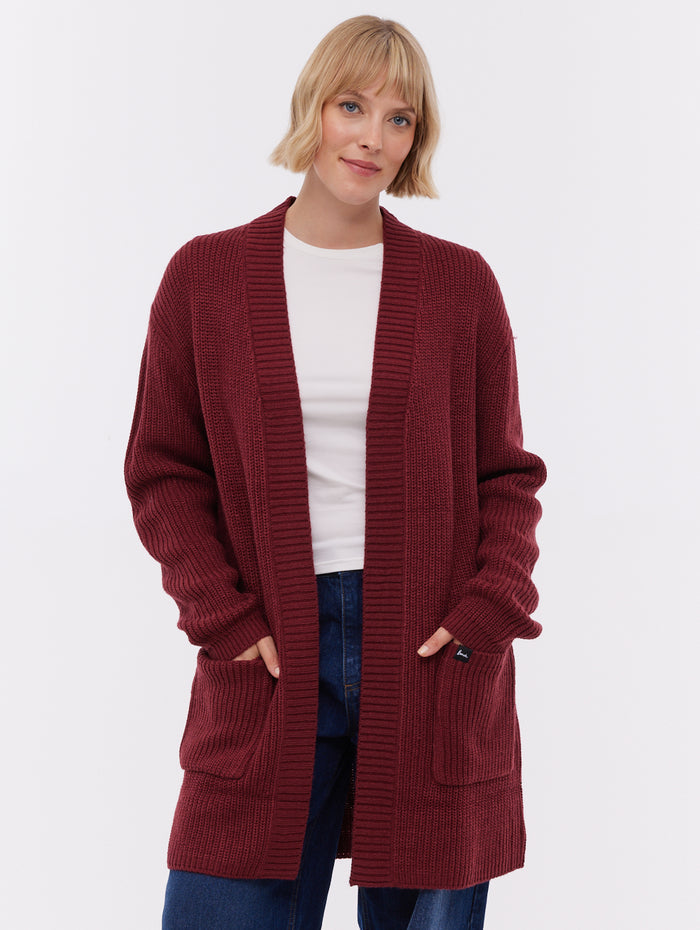 Asteria Red BU028 Knit Cardigans Long Line True Knit Shot 1