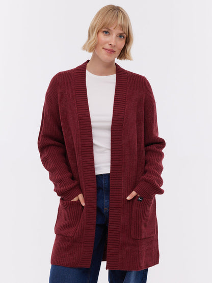 Asteria Red BU028 Knit Cardigans Long Line True Knit Shot 1