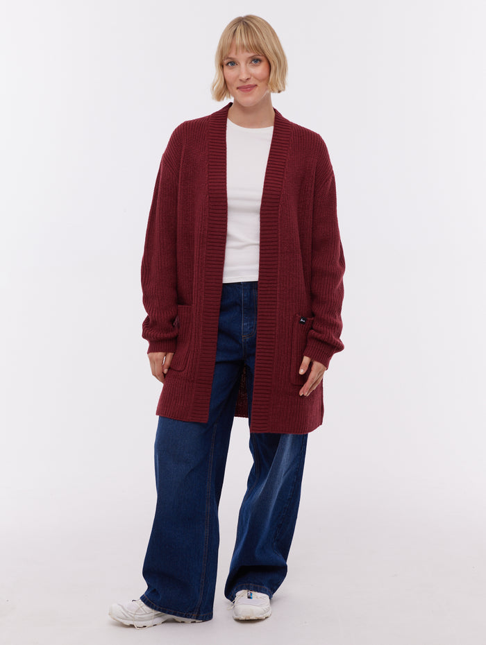 Asteria Red BU028 Knit Cardigans Long Line True Knit Shot 2