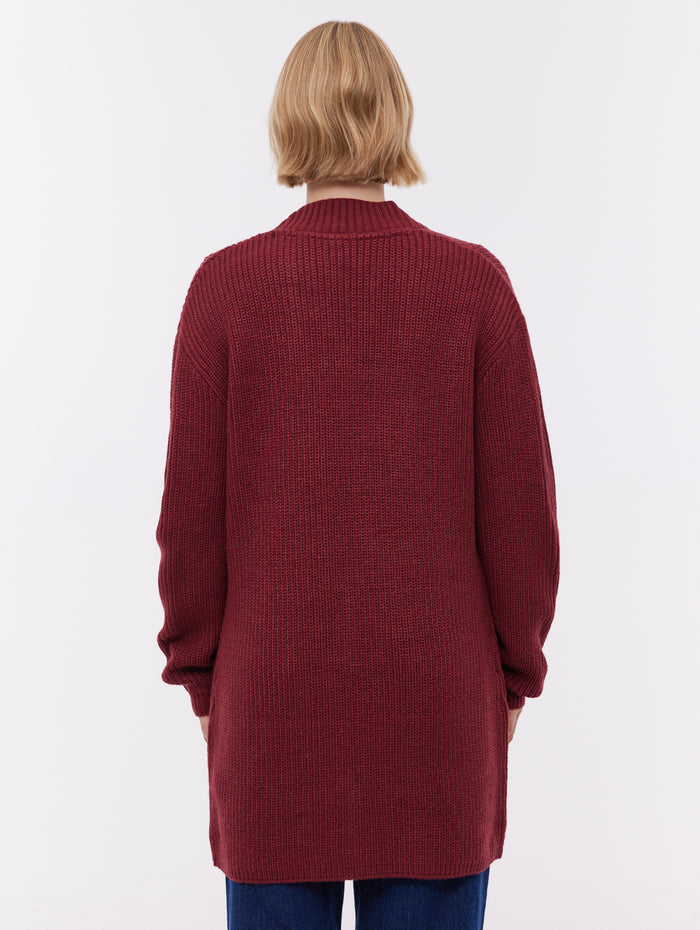 Asteria Red BU028 Knit Cardigans Long Line True Knit Shot 3