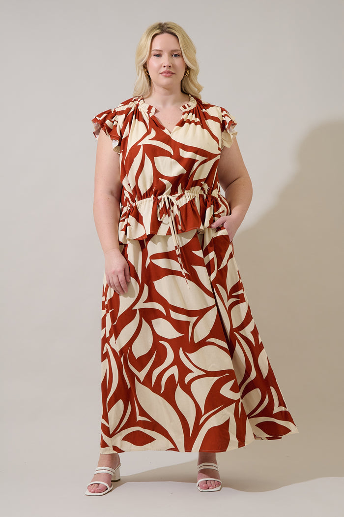 Astra Ruffle Maxi Dress Abstract Curve