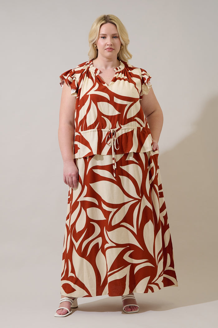 Astra Ruffle Maxi Dress Abstract Curve