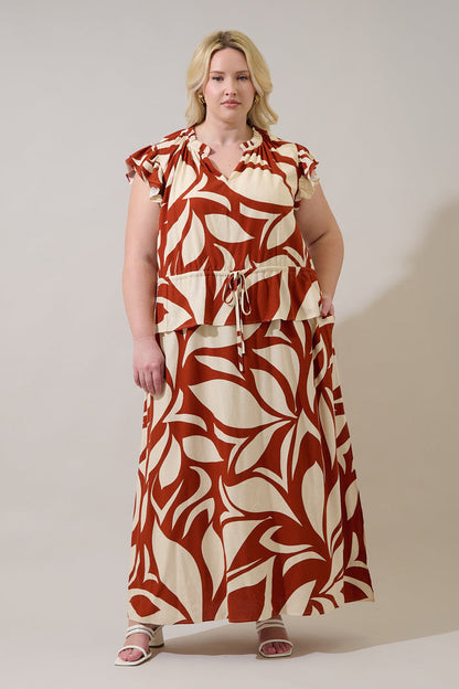 Astra Ruffle Maxi Dress Abstract Curve