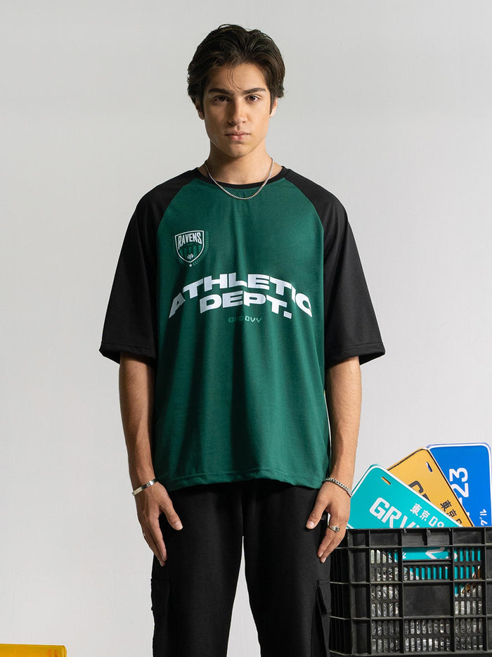 Athletic Department Raglan male model side view oversized fit Pakistan – GROOVY