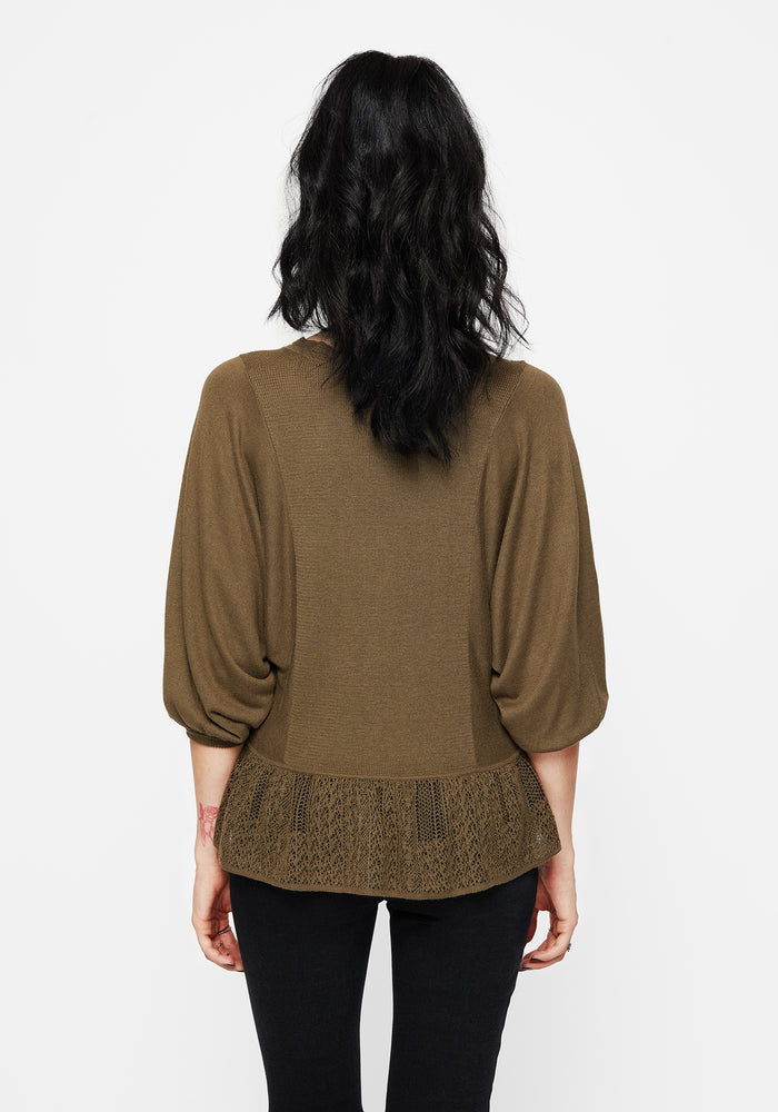 Avalon Puff Sleeve Button Up Knit Blouse