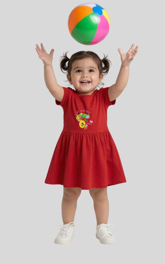 Baby Girls Red Printed Jersey Cotton Frock