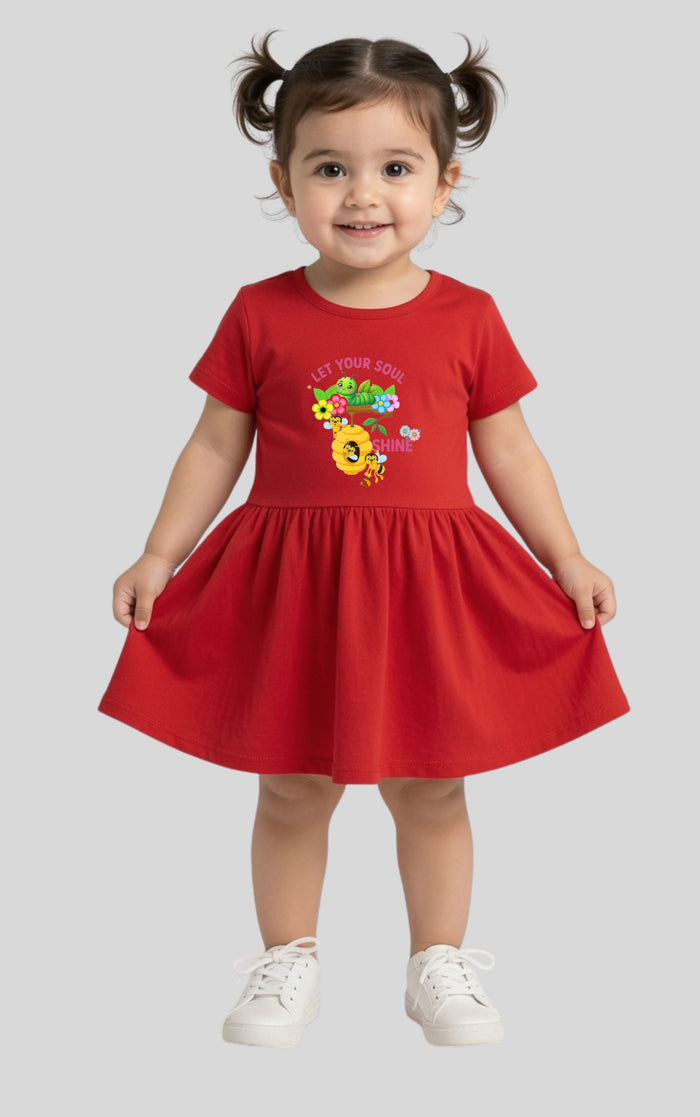 Baby Girls Red Printed Jersey Cotton Frock