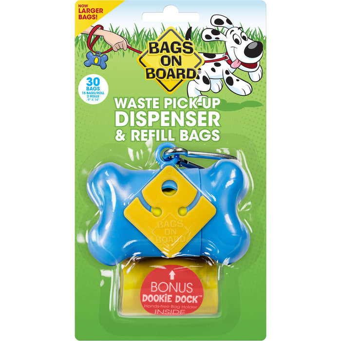 Bags on Board Waste Pick-Up Dispenser and Refill Bags with Dookie Dock 30 bags