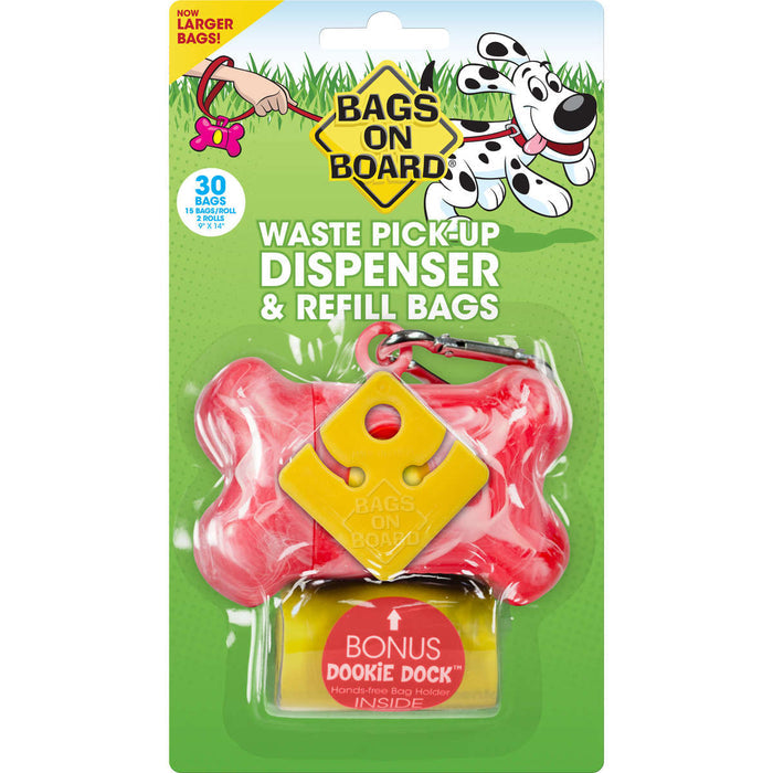 Bags on Board Waste Pick-Up Dispenser and Refill Bags with Dookie Dock 30 bags