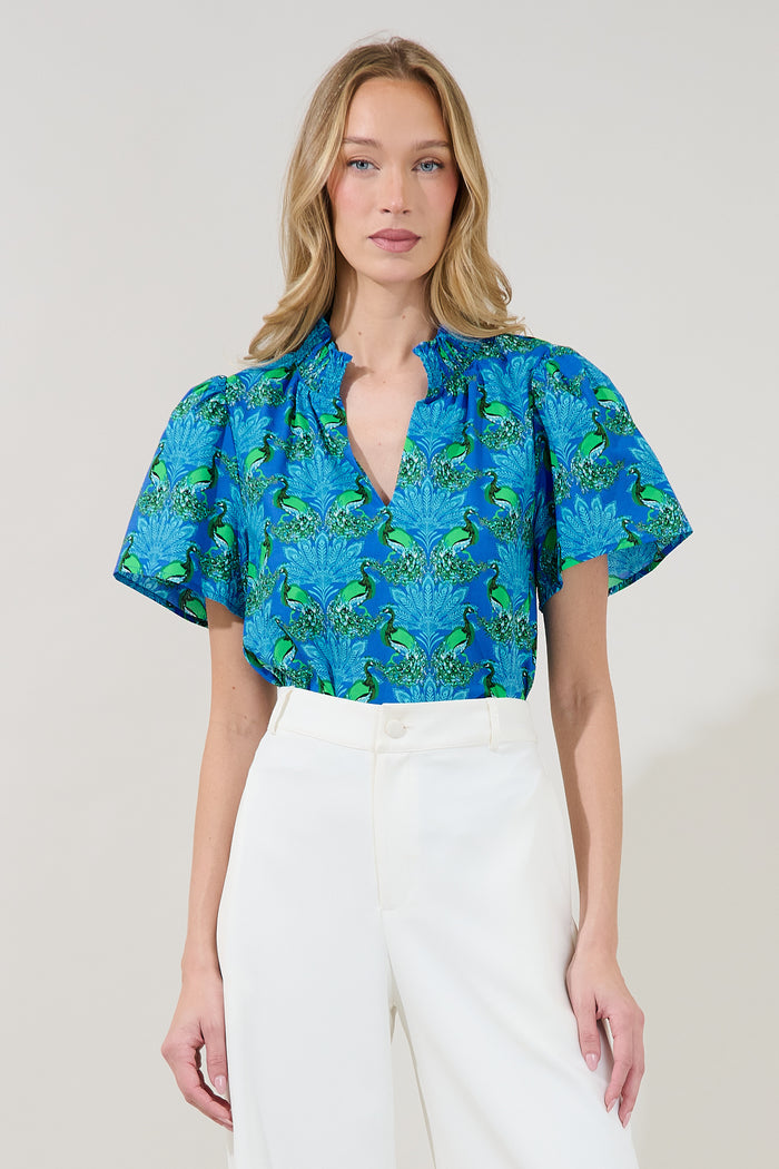Barcy Smocked Top Peacock