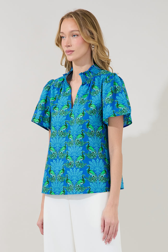 Barcy Smocked Top Peacock