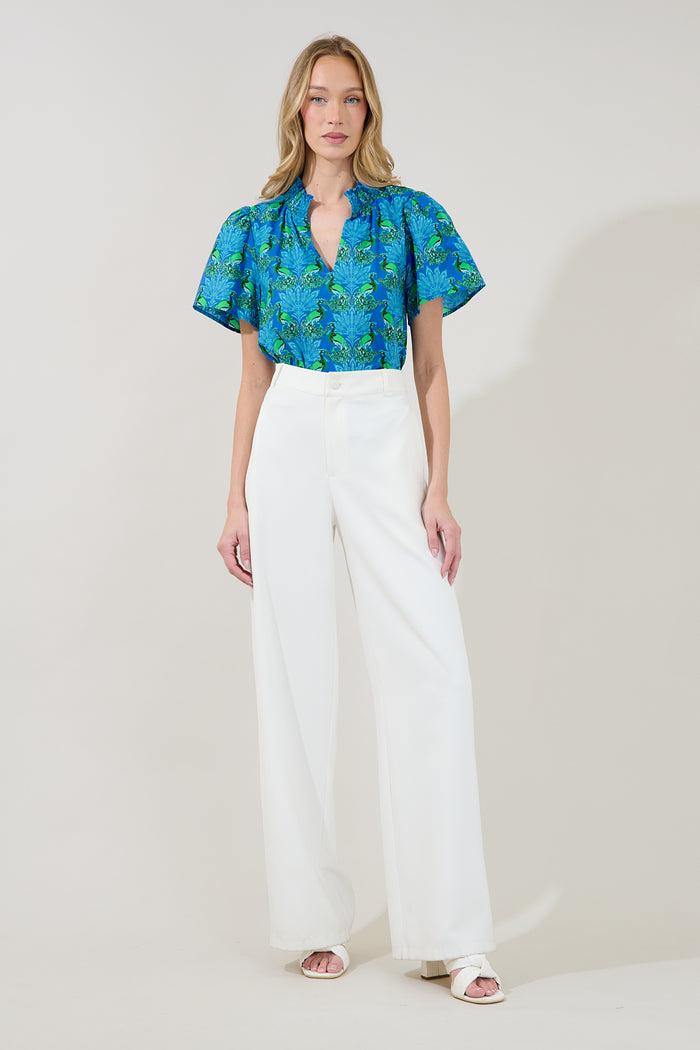 Barcy Smocked Top Peacock