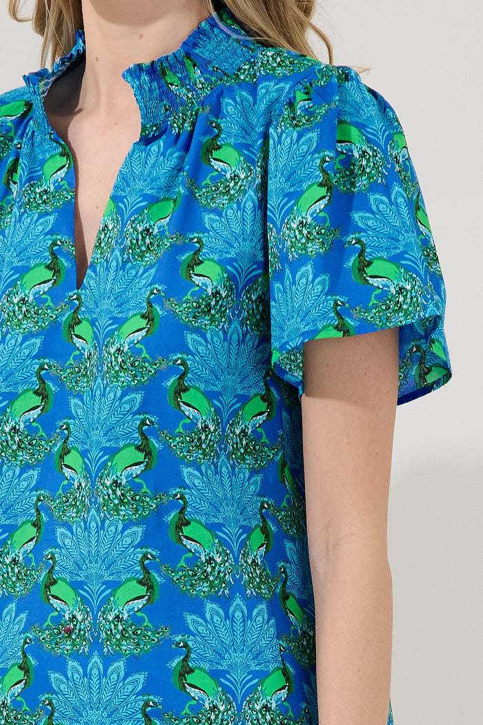 Barcy Smocked Top Peacock