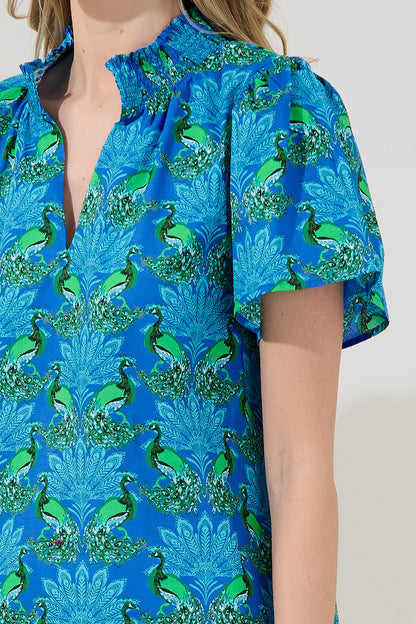 Barcy Smocked Top Peacock