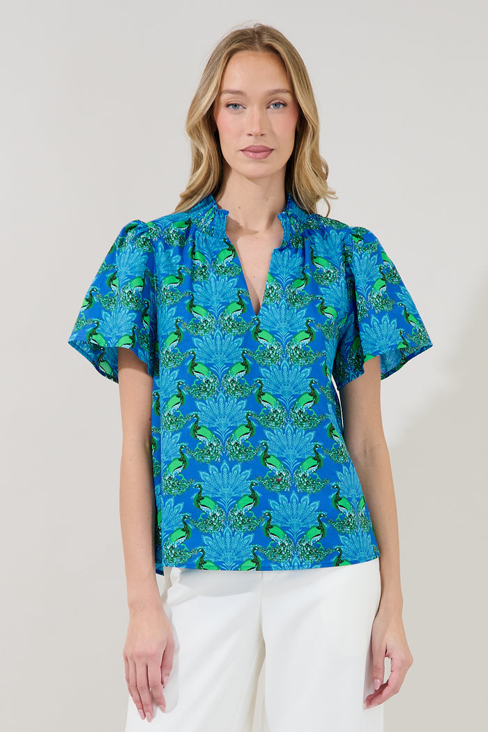 Barcy Smocked Top Peacock