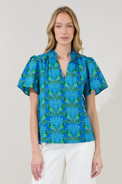 Barcy Smocked Top Peacock