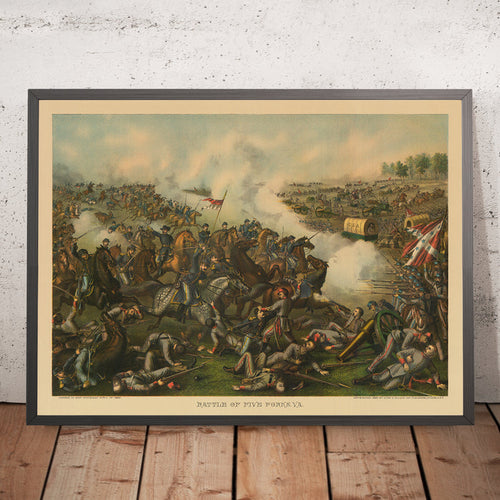 Battle of Five Forks, Virginia, 1865 by Kurz & Allison: General Sheridan, American Civil War