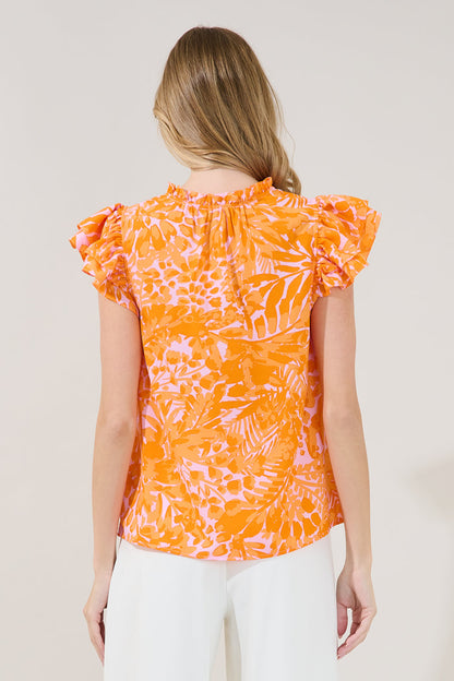 Bellissima Ruffle Sleeve Top Castra Floral