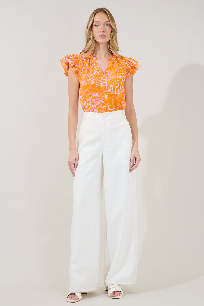 Bellissima Ruffle Sleeve Top Castra Floral