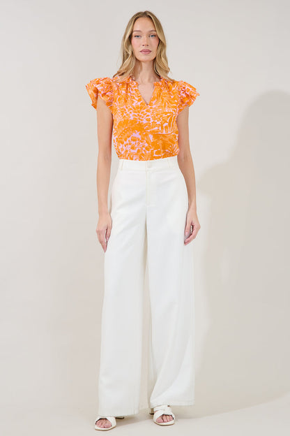 Bellissima Ruffle Sleeve Top Castra Floral