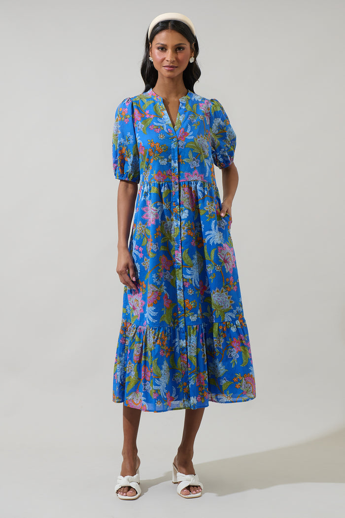 Beth Button Down Midi Dress Sunlit Floral