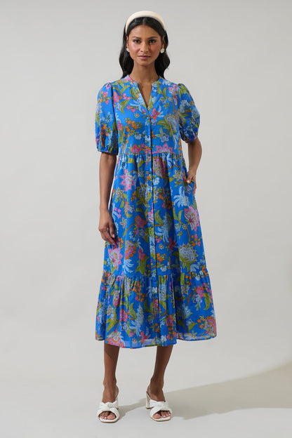 Beth Button Down Midi Dress Sunlit Floral