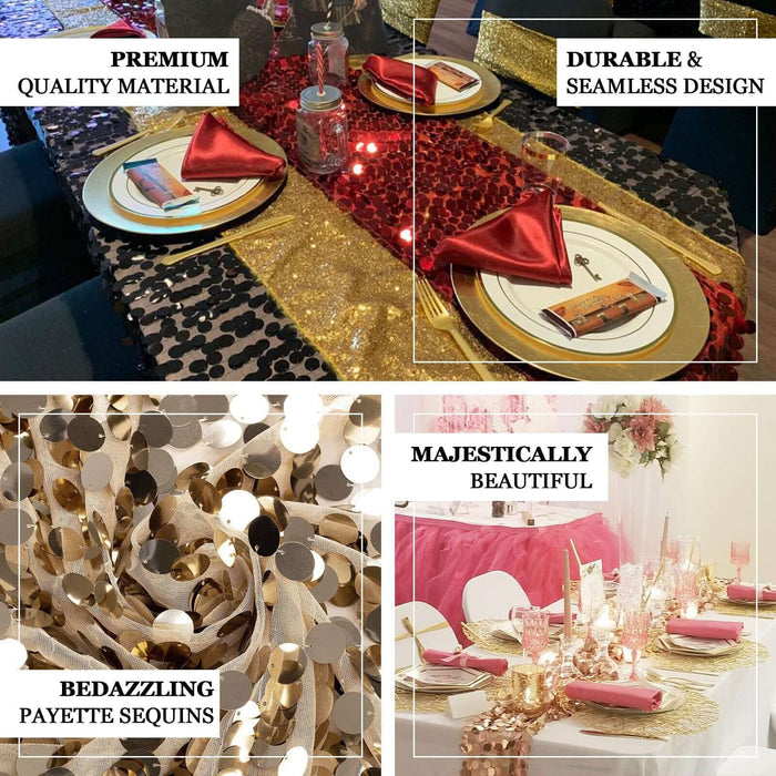 Premium quality table decor with gold and red accents, featuring sequins and stylish design.