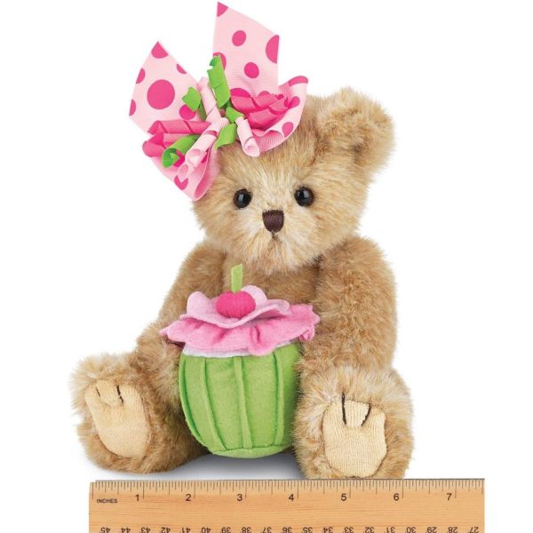 Birthday Plush Teddy Bear Casey Cupcake Measuring Horizontally