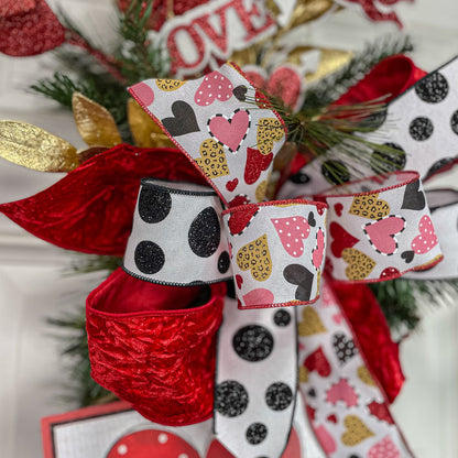 Black and White Glitter Polka Dot Ribbon, 2.5" X 10YD