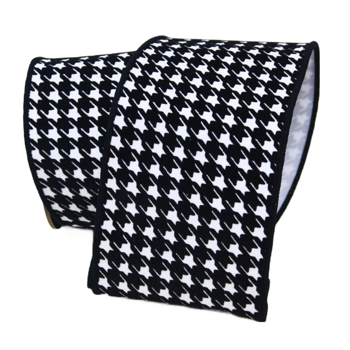 Black and White Houndstooth Ribbon 4"X10YD