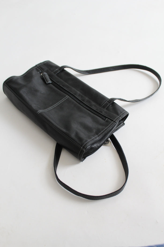 black leather shoulder bag