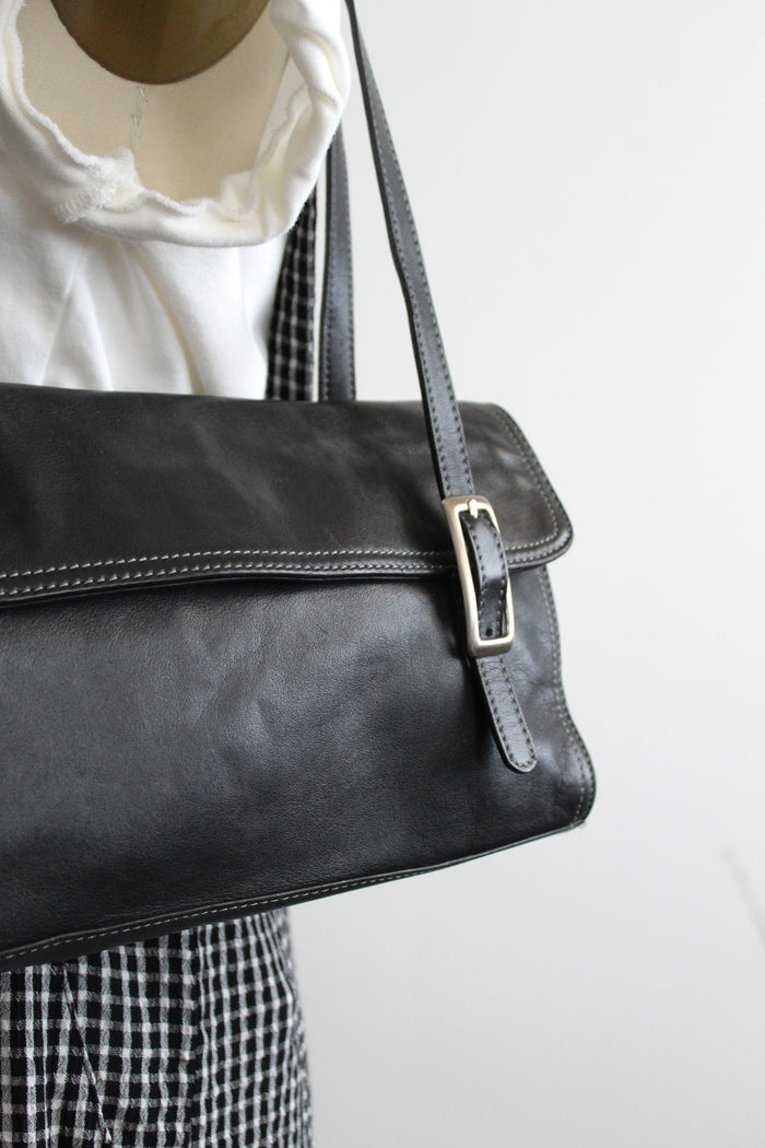 black leather shoulder bag