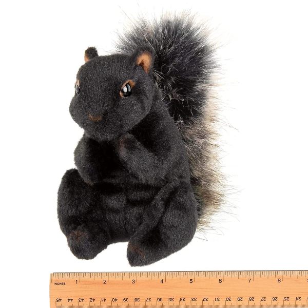Black Plush Stuffed Squirrel Acorn Measuring Horizontal
