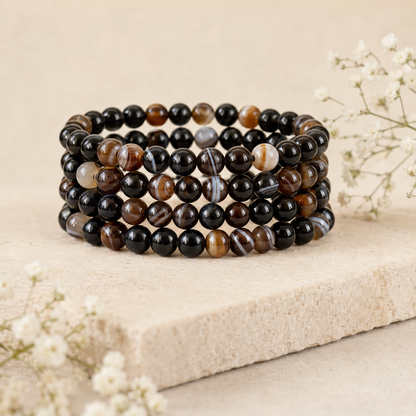 Black Sulemani Agate Bracelet (Luck And Good Fortune)