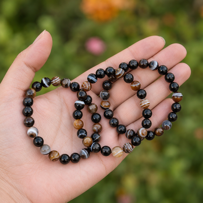 Black Sulemani Agate Bracelet (Luck And Good Fortune)