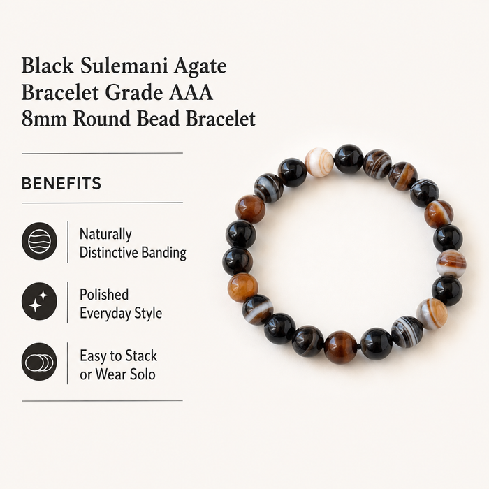 Black Sulemani Agate Bracelet (Luck And Good Fortune)