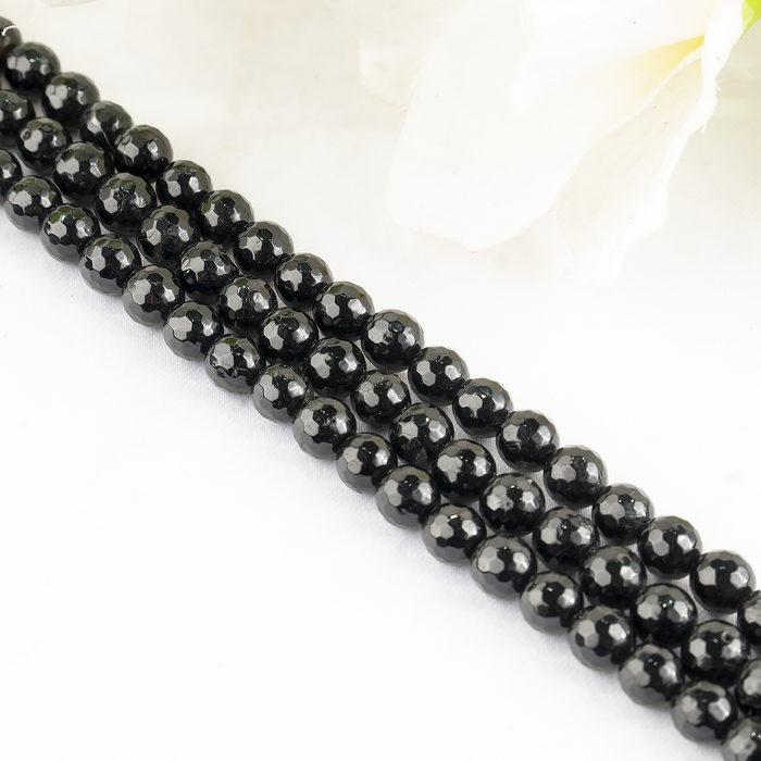 Black Tourmaline Faceted Beads, Crystal Beads for Jewelry.