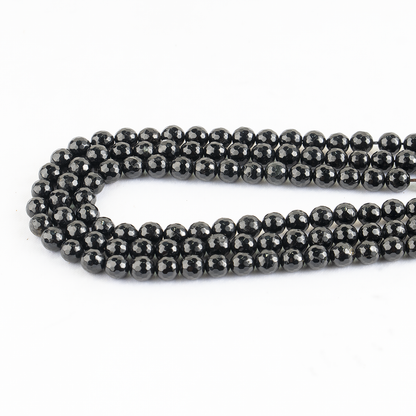 Black Tourmaline Faceted Beads, Crystal Beads for Jewelry.