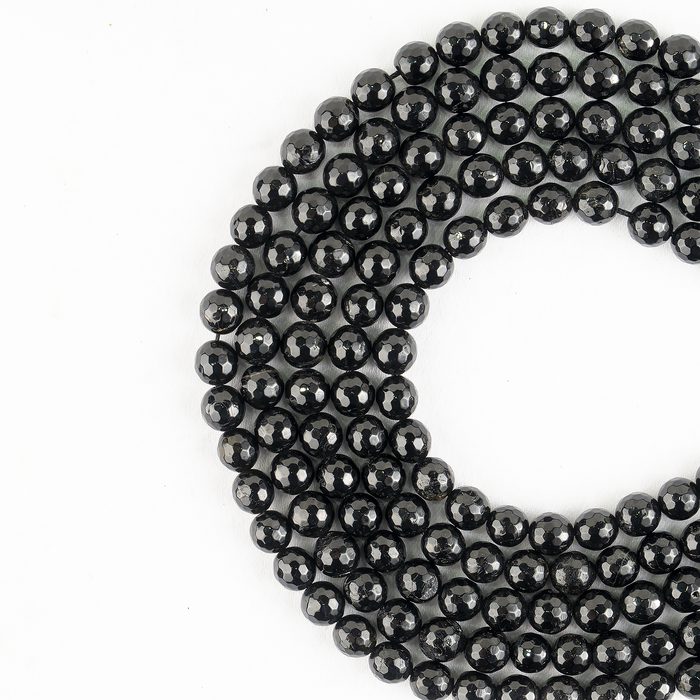 Black Tourmaline Faceted Beads, Crystal Beads for Jewelry.