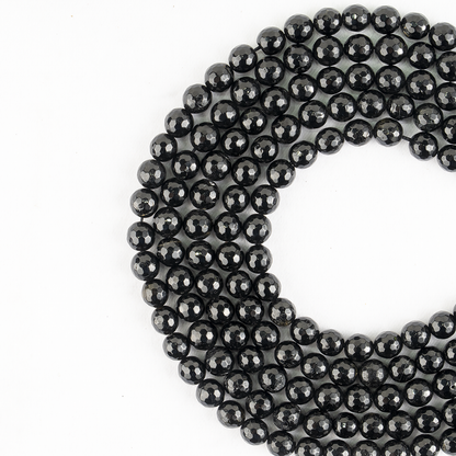 Black Tourmaline Faceted Beads, Crystal Beads for Jewelry.