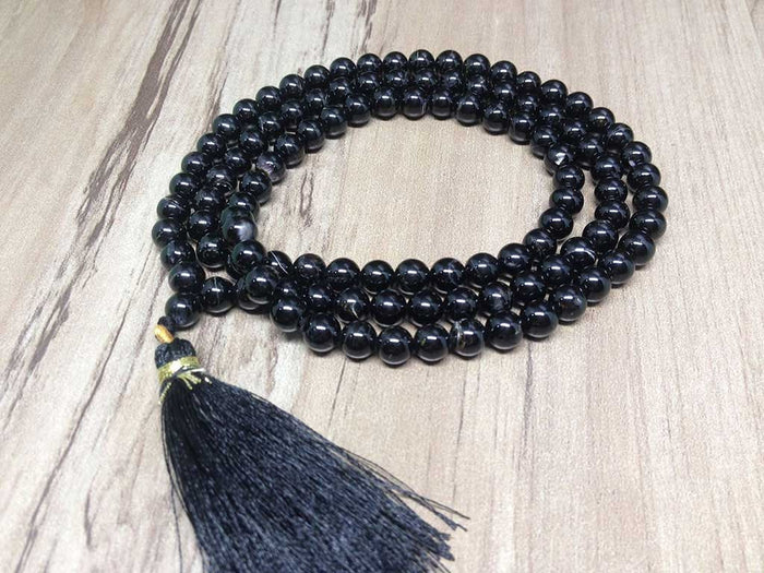 Black Tourmaline Gemstone Mala, 108 Prayer Beads Mala.