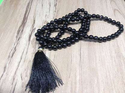 Black Tourmaline Gemstone Mala, 108 Prayer Beads Mala.