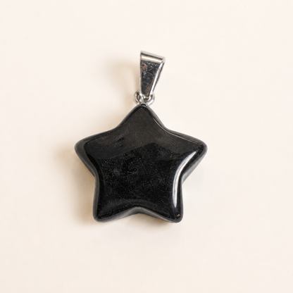 Black Tourmaline Star Pendant Necklace – Natural Crystal Gemstone Jewelry