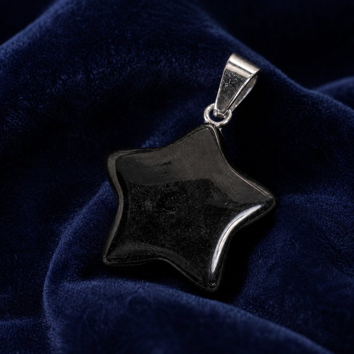 Black Tourmaline Star Pendant Necklace – Natural Crystal Gemstone Jewelry