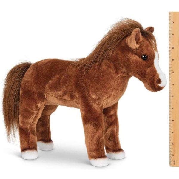 Blaze Plush Stuffed Brown Horse Measuring Vertically