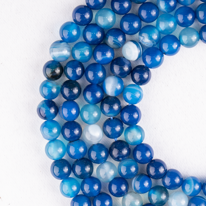 Blue Banded Agate Beads, Natural Crystal Round Beads 6mm to 12mm