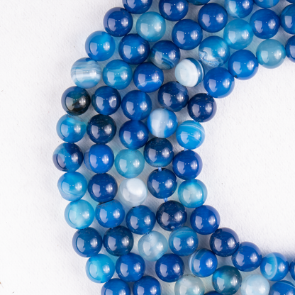 Blue Banded Agate Beads, Natural Crystal Round Beads 6mm to 12mm
