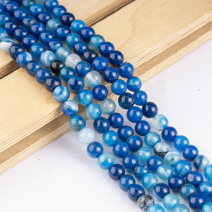 Blue Banded Agate Beads, Natural Crystal Round Beads 6mm to 12mm